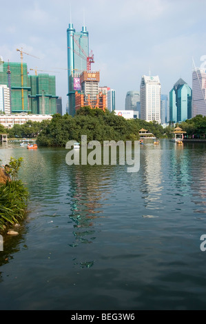 Shenzhen Stadt, allgemeine Stadtbild Luohu District, Blick vom Lychee-Park. Stockfoto
