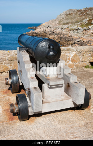 Kanone auf Cromwells Burg, Tresco, Isles of Scilly Stockfoto