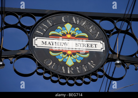 Mathew Street im Quartier Cavern Liverpool Stadtzentrum Geburtsort der Beatles Merseyside England uk anmelden Stockfoto