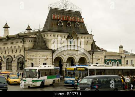 Transsibirische Eisenbahn-Station, Wladiwostok, Russland Stockfoto