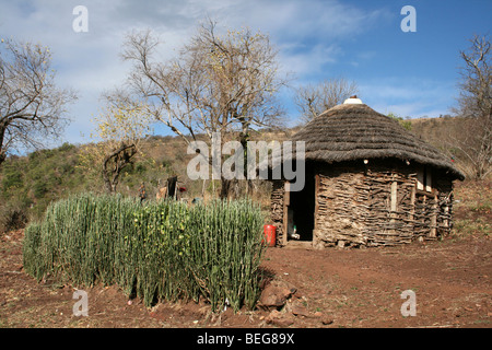 Zulu-Dorf Hütte genommen In der Provinz KwaZulu-Natal, Südafrika Stockfoto