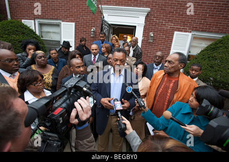 Reverend Jesse Jackson spricht gegen Zwangsversteigerungen Stockfoto