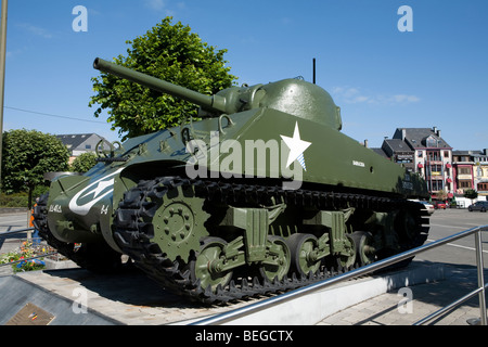 Zweiten Weltkrieg amerikanische Assault Tank auf der Grand Place. Schauplatz der Schlacht der Ausbuchtung. Stockfoto