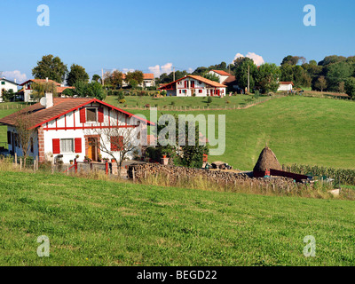 Landschaft in der Nähe von Ainhoa, Baskenland, Frankreich. Stockfoto