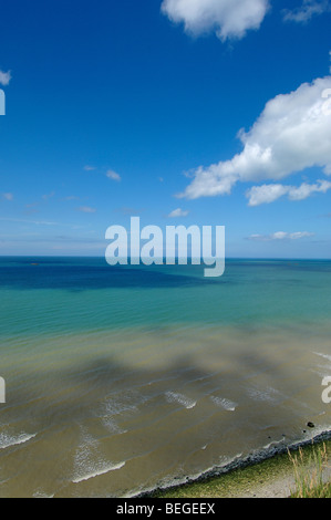 Arromanches Strand (D. Day Landung im zweiten Weltkrieg). Arromanches-Les-Bains. Basse-Normandie. Normandie. Frankreich Stockfoto