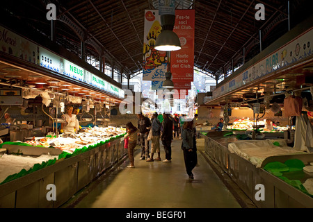 Der Markt La Boqueria in Barcelona La Rambla fisch Abschaltdruck Stockfoto