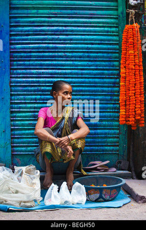 Frau Anbieter in Hindu-Straße im alten Dhaka Bangladesch Stockfoto