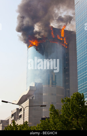 Bashundhara Stadt Shopping Komplex Gebäude in Brand in Dhaka Bangladesch Stockfoto