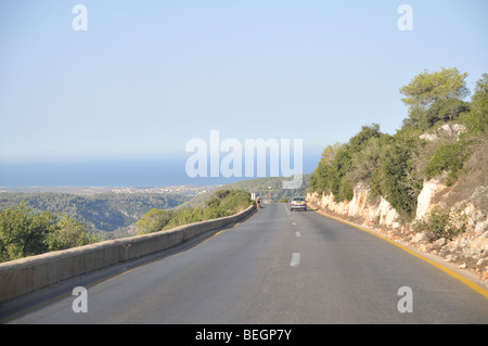 Israel, Carmel Berg, Shekef Wald, das Mittelmeer im Hintergrund Stockfoto