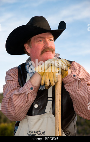 Herr 803 The Lincoln County Cowboy Symposium und Chuck Wagon Kochwettbewerb findet statt in Ruidoso Downs, New Mexico. Stockfoto