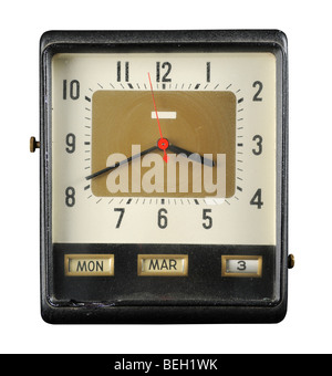 Grunge alte Uhr mit Datum und Uhrzeit Stockfoto