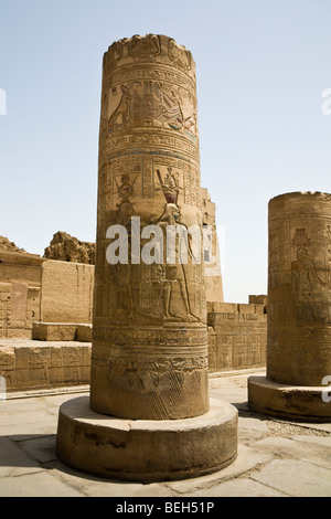 Spalte in Kom Ombo Tempel, Kom Ombo, Ägypten Stockfoto