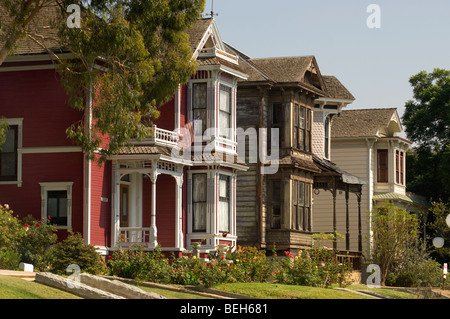 Viktorianischen Häuser auf Carroll Ave in Los Angeles. Stockfoto