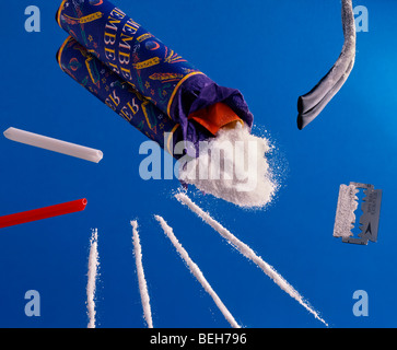 Sorbet-Brunnen und Sorbet geschnitten als Kokain. Candy-Drogen Stockfoto