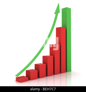 Geschäftliche Balkendiagramm mit Pfeil nach oben Stockfoto