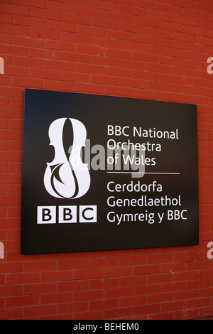 Zeichen der BBC National Orchestra of Wales in Cardiff Stockfoto