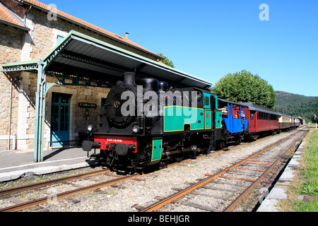 Dampfzug der Cevennen, Linie Anduze bis St. Jean Du Gard, Languedoc Roussillon, Frankreich Stockfoto