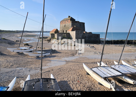 Die Vauban-Turm an der Nordseeküste in Ambleteuse, Côte d ' Opale, Nord-Pas-de-Calais, Frankreich Stockfoto