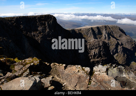 North Face Klippen des Ben Nevis, gesehen vom Gipfel, Schottland, UK Stockfoto