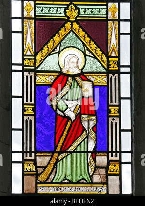 Einem Glasfenster St. James, Kleiner, oder weniger, mit einem Fuller's Club, All Saints Church, Wighton, Norfolk von Joseph Gewährung von Costess Stockfoto