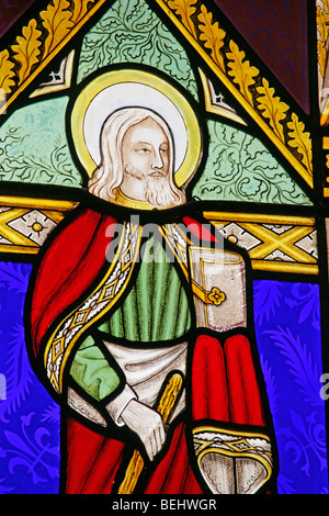 Einem Glasfenster St. James, Kleiner, oder weniger, mit einem Fuller's Club, All Saints Church, Wighton, Norfolk von Joseph Gewährung von Costess Stockfoto