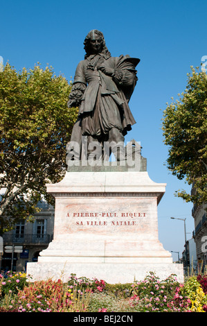 Statue von Pierre Paul Riquet, Beziers, Frankreich Stockfoto
