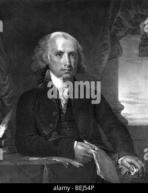 Portrait drucken ca. 1828 von James Madison (1751-1836) - der vierte Präsident der USA (1809-1817). Stockfoto