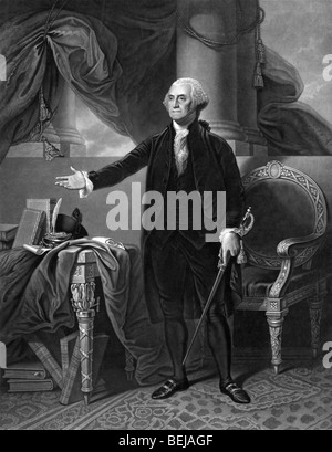 Portrait drucken ca. 1844 von George Washington - der erste Präsident der Vereinigten Staaten von Amerika (1789-1797). Stockfoto