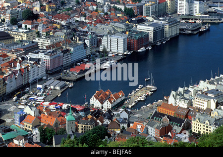 Blick über die Stadt Bergen, Hordaland, Norwegen Stockfoto