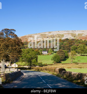 Haus am Hang unter Fremington Kante im Swaledale Yorkshire Dales England UK Stockfoto