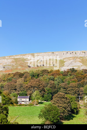 Haus am Hang unter Fremington Kante im Swaledale, Yorkshire Dales, England, UK Stockfoto