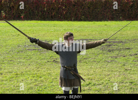 Victor bei Wikinger Reenactment in Tiel in den Niederlanden Stockfoto