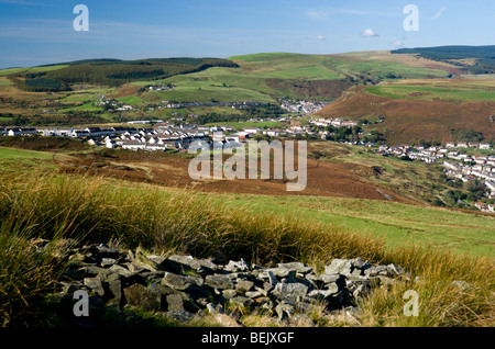 Porth im Rhondda Tal vom Mynydd y Glyn in der Nähe von Pontypridd Südwales Stockfoto