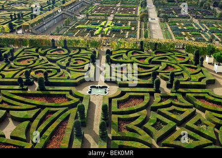 Gärten des Schlosses Villandry entlang der Loire, Frankreich Stockfoto