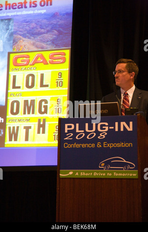 Jonathan Lauckner, Vice President, Global Program Management, GM, eine Rede bei Plug-in 2008 Konferenz & Exposition Stockfoto