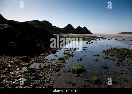 Drei Klippen Bucht auf der Halbinsel Gower, Swansea, Wales. Stockfoto