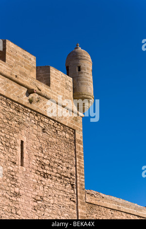 Nahaufnahme von Stadtmauern Essaouira Marokko Stockfoto