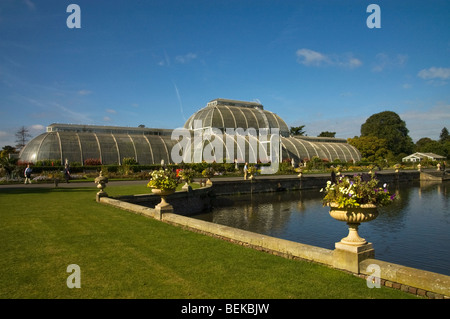 Das Palmenhaus außen, Kew Gardens, London. Stockfoto
