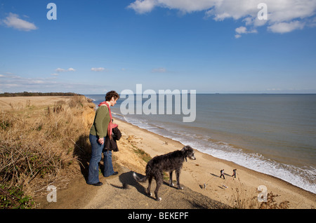 Auswirkungen der Küstenerosion, Covehithe, Suffolk, England. Stockfoto