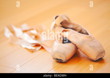 Ballettschuhe in einem abgenutzten Zustand Stockfoto