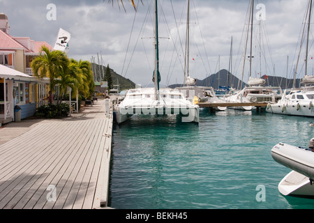 Uferpromenade am Soper es Hole, BVI Stockfoto