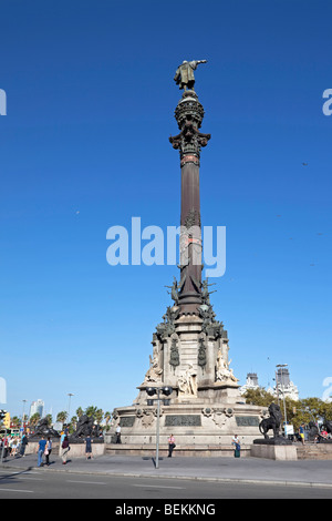 Barcelona Hafen Vell Columbus-Denkmal Stockfoto