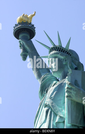 Freiheitsstatue. Weltweit, erkennbarste Symbole, der Vereinigten Staaten, Einwanderer, Einwanderung, Seereise, Geschenk Frankreich, Öffentliche Spenden, Basis. Stockfoto