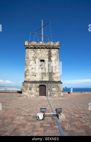 Barcelona Montjüic Castell de Montjüic Turm Stockfoto