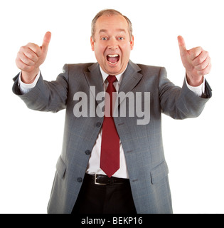 Ein Geschäftsmann zeigt seine Wertschätzung gegenüber eine sehr gute Arbeit geleistet. Stockfoto