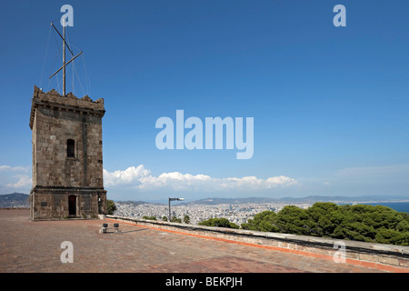 Barcelona Montjüic Castell de Montjüic Turm Stockfoto