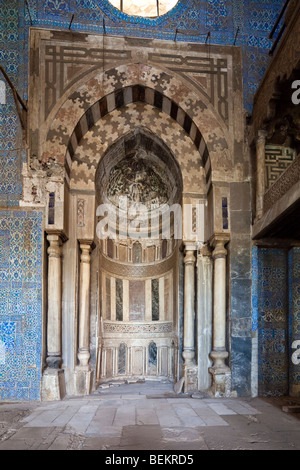 Ägypten, Kairo, Moschee von Originalminarett, Mihrab und Qibla Wand Stockfoto