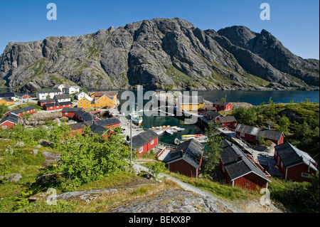 Das traditionelle Fischerdorf Nusfjord in Flakstad, Lofoten, Nord-Norwegen Stockfoto