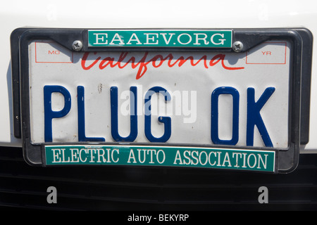 Nahaufnahme der "Stecker" OK "" Kfz-Kennzeichen auf einen Toyota Prius. Palo Alto, Kalifornien, USA Stockfoto