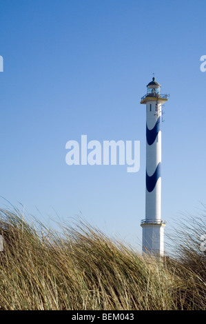 Lighthouse-Lange Nelle entlang der Nordseeküste am Ostende, Belgien Stockfoto